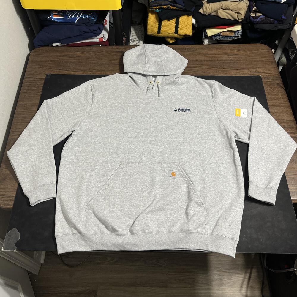 Carhartt Hoodie Mens 2XL Gray Loose Fit Midweight Gateway Engineers Logo Fleece